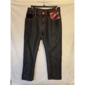 Black Carpet Mens Jeans 36×34 Black With Decorated Pockets Authentic Quality Y2K